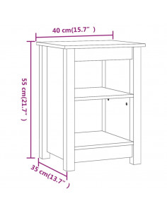 Comodino Grigio 40x35x55 cm in Legno Massello di Pino