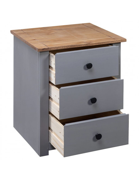 Comodino Grigio 46x40x57 cm in Legno di Pino Panama Range