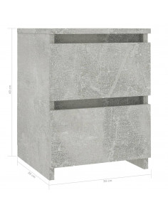 Comodino Grigio Cemento 30x30x40 cm in Legno Multistrato