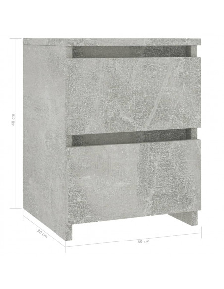 Comodino Grigio Cemento 30x30x40 cm in Legno Multistrato