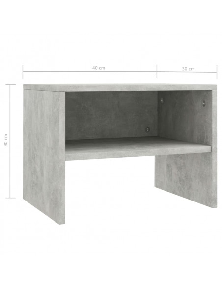 Comodino Grigio Cemento 40x30x30 cm in Legno Multistrato