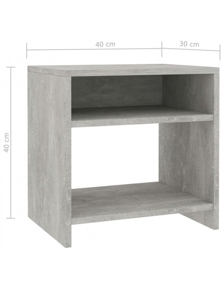 Comodino Grigio Cemento 40x30x40 cm in Legno Multistrato