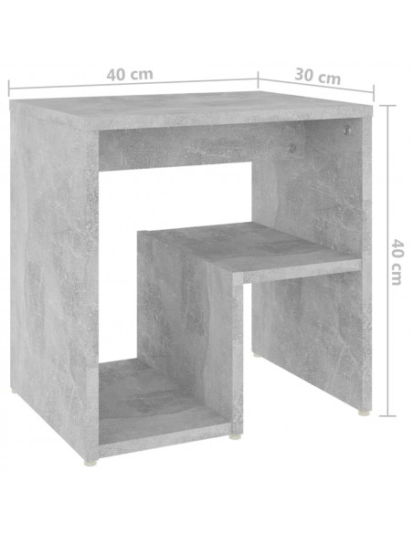 Comodino Grigio Cemento 40x30x40 cm in Legno Multistrato