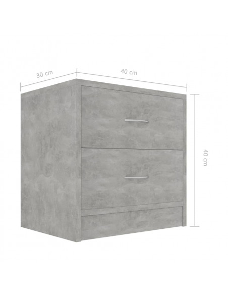 Comodino Grigio Cemento 40x30x40 cm in Legno Multistrato