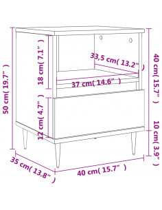 Comodino Grigio Cemento 40x35x50 cm in Legno Multistrato
