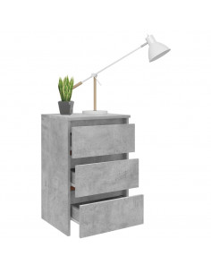 Comodino Grigio Cemento 40x35x62,5 cm in Legno Multistrato