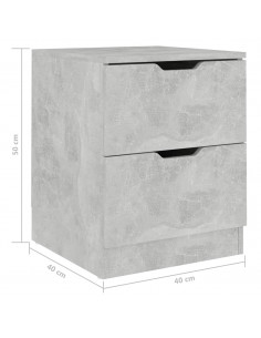 Comodino Grigio Cemento 40x40x50 cm in Legno Multistrato