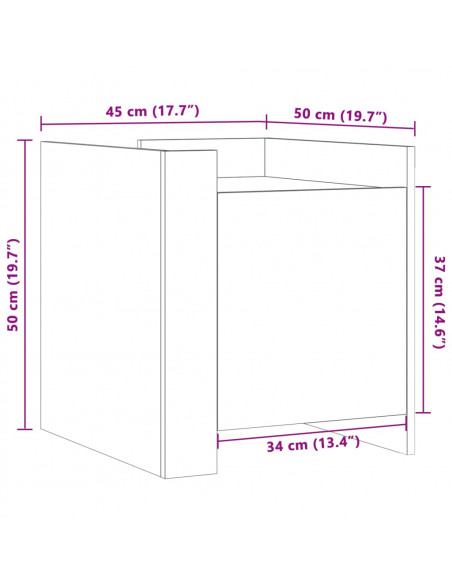 Comodino Grigio Cemento 45x50x50 cm in Truciolato