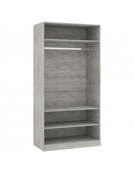 Armadio Grigio Cemento 100x50x200 cm in Legno Multistrato
