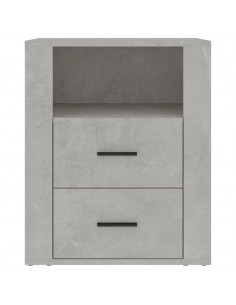 Comodino Grigio Cemento 50x36x60 cm in Legno Multistrato