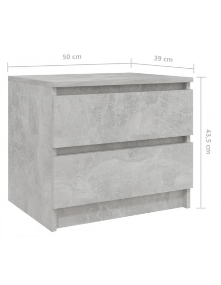Comodino Grigio Cemento 50x39x43,5 cm in Legno Multistrato