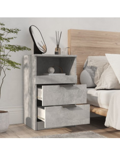 Comodino Grigio Cemento in Legno Multistrato