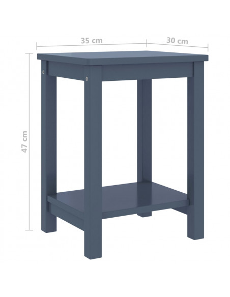 Comodino Grigio Chiaro 35x30x47 cm in Legno Massello di Pino