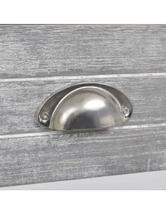 Comodino Grigio e Bianco 38x28x45 cm in Legno di Paulownia