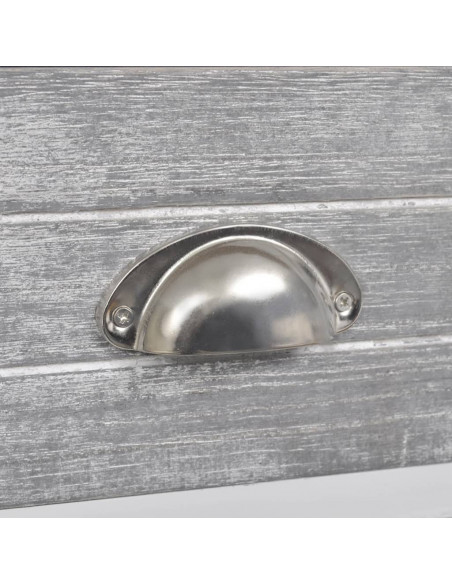 Comodino Grigio e Bianco 38x28x45 cm in Legno di Paulownia
