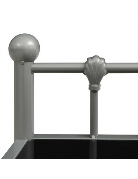 Comodino Grigio e Nero 45x34,5x60,5 cm in Metallo e Vetro