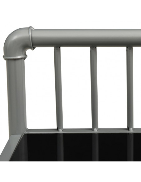 Comodino Grigio e Nero 45x34,5x62,5 cm in Metallo e Vetro