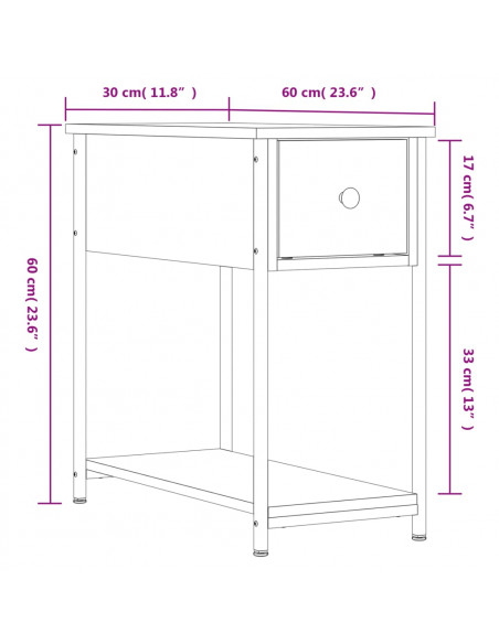 Comodino Grigio Sonoma 30x60x60 cm in Legno Multistrato