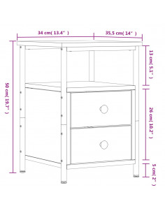 Comodino Grigio Sonoma 34x35,5x50 cm in Legno Multistrato