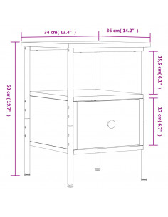 Comodino Grigio Sonoma 34x36x50 cm in Legno Multistrato
