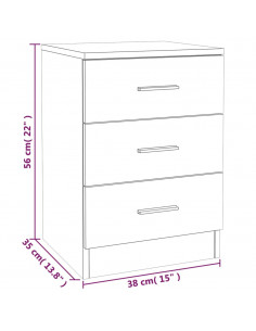 Comodino Grigio Sonoma 38x35x56 cm in Legno Multistrato