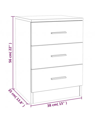Comodino Grigio Sonoma 38x35x56 cm in Legno Multistrato