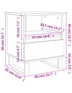 Comodino Grigio Sonoma 40x35x50 cm in Legno Multistrato
