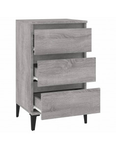 Comodino Grigio Sonoma 40x35x70 cm in Legno Multistrato