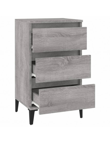 Comodino Grigio Sonoma 40x35x70 cm in Legno Multistrato