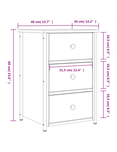 Comodino Grigio Sonoma 40x36x60 cm in Legno Multistrato