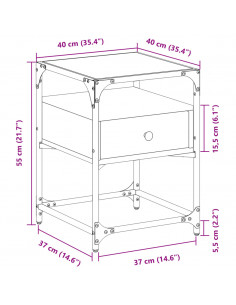 Comodino Grigio Sonoma 40x40x55 cm in Legno Multistrato
