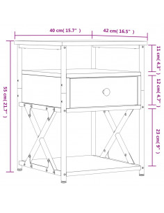 Comodino Grigio Sonoma 40x42x55 cm in Legno Multistrato