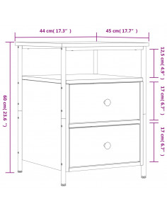 Comodino Grigio Sonoma 44x45x60 cm in Legno Multistrato