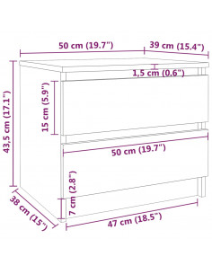 Comodino Grigio Sonoma 50x39x43,5 cm in Legno Multistrato