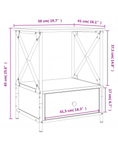 Comodino Grigio Sonoma 50x41x65 cm in Legno Multistrato