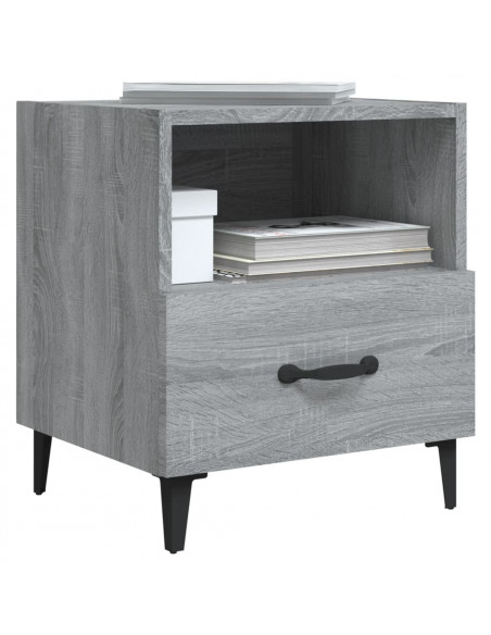 Comodino Grigio Sonoma in Legno Multistrato