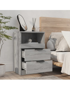 Comodino Grigio Sonoma in Legno Multistrato