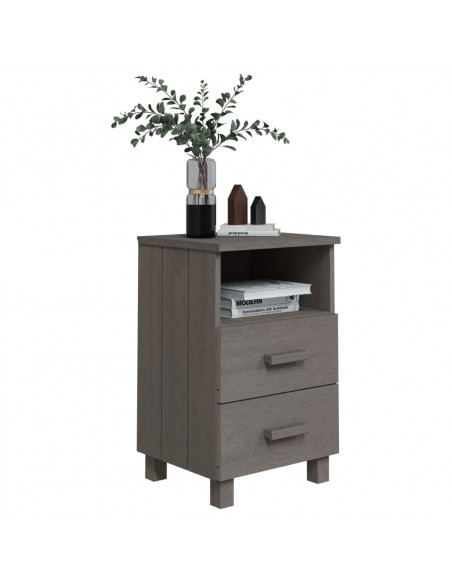 Comodino HAMAR Grigio Chiaro 40x35x62 cm Legno Massello di Pino