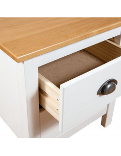 Comodino Hill Bianco 46x35x49,5 cm Legno Massello di Pino