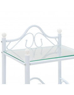 Comodino in Acciaio e Vetro Temperato 45x30,5x60cm Bianco