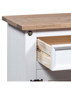 Comodino in Legno di Pino Messicano Corona Bianco 53x39x66 cm