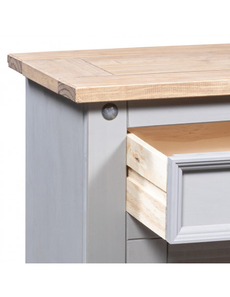 Comodino in Legno di Pino Messicano Corona Grigio 53x39x66 cm