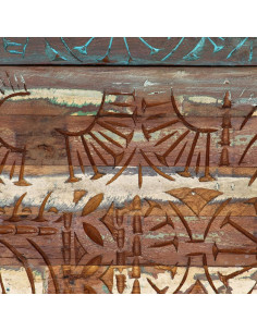 Comodino Intagliato a Mano 40x30x50 cm in Massello di Recupero