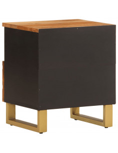 Comodino Marrone e Nero in Legno Massello di Mango