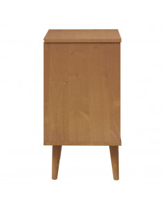 Comodino Marrone MOLDE 40x35x65 cm in Legno Massello di Pino