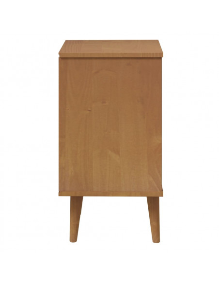 Comodino Marrone MOLDE 40x35x65 cm in Legno Massello di Pino