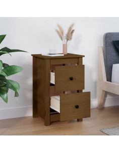 Comodino Miele 40x35x61,5 cm in Legno Massello di Pino