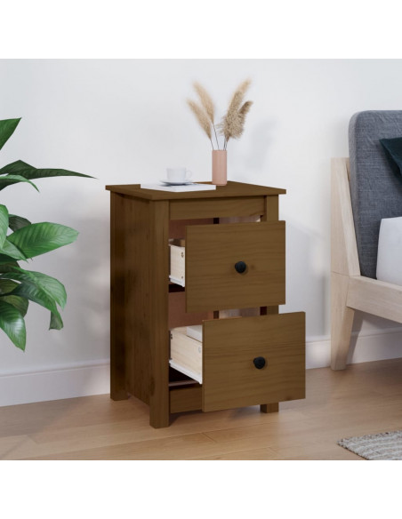 Comodino Miele 40x35x61,5 cm in Legno Massello di Pino
