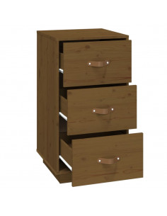 Comodino Miele 40x40x75 cm in Legno Massello di Pino