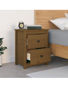 Comodino Miele 50x35x61,5 cm in Legno Massello di Pino